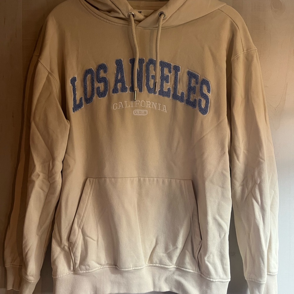 H&M Beige Hoodie with Blue Los Angeles Print